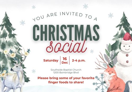Christmas Social 2-4 p.m. Dec. 16